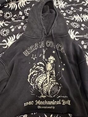 Urban Cowboy Graphic Hoodie in Washed Black
